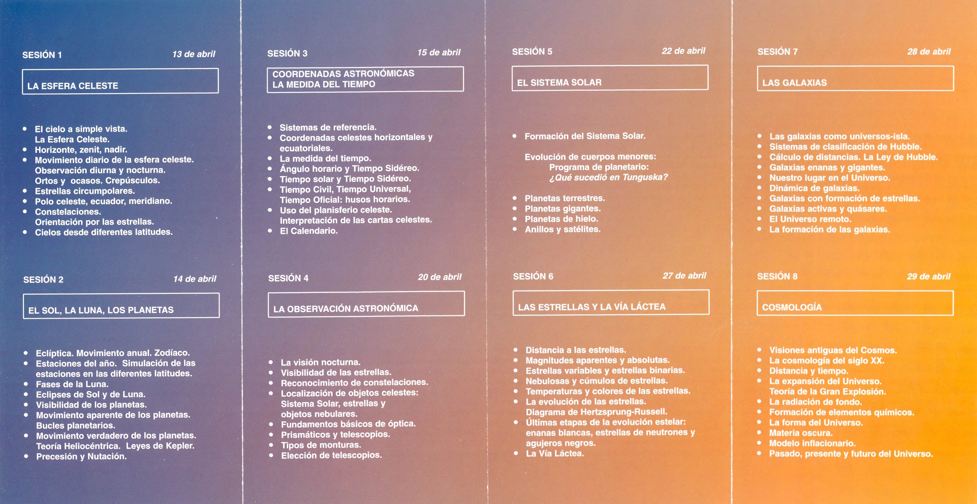 curso planetario 1999