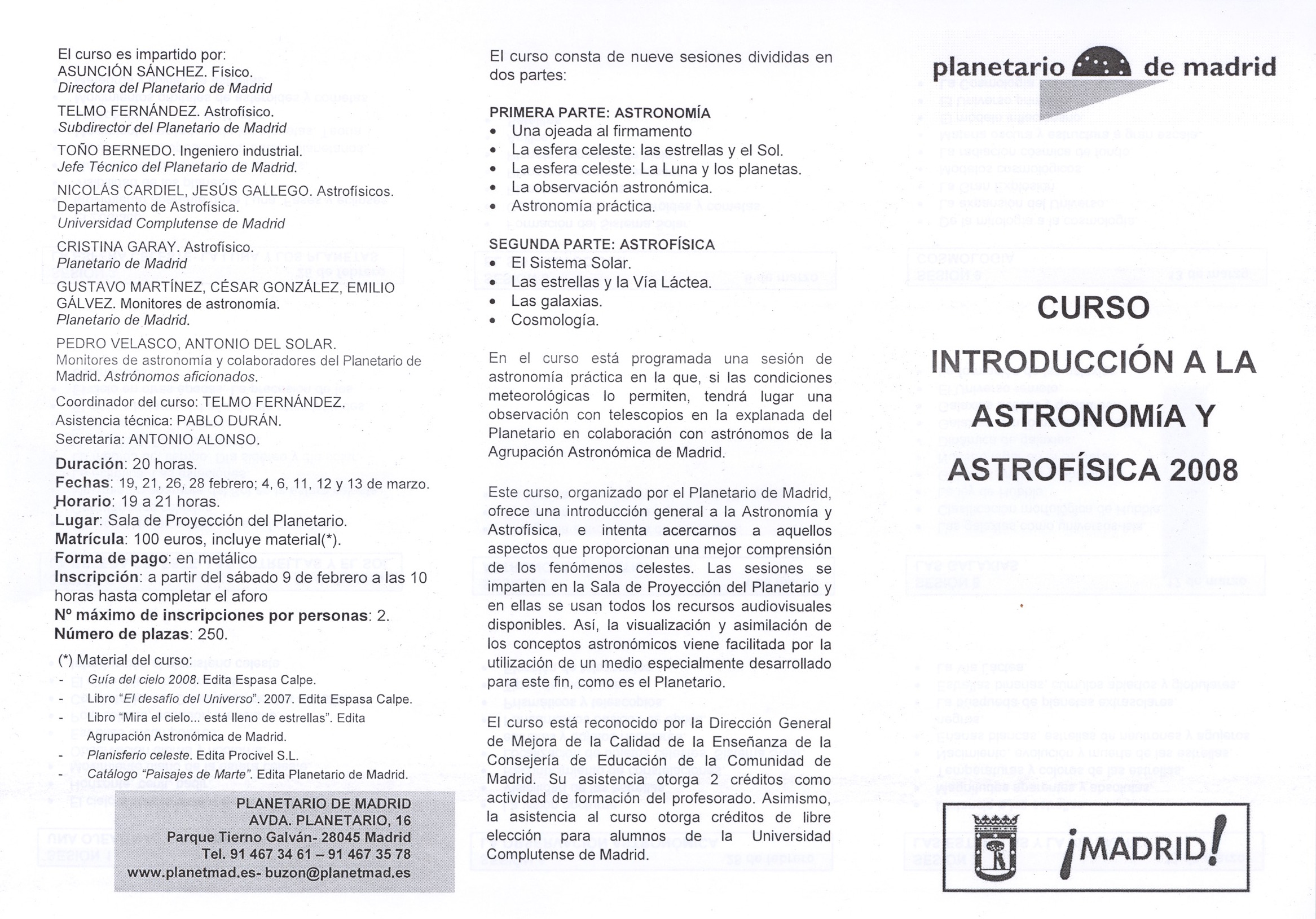 curso planetario 2008