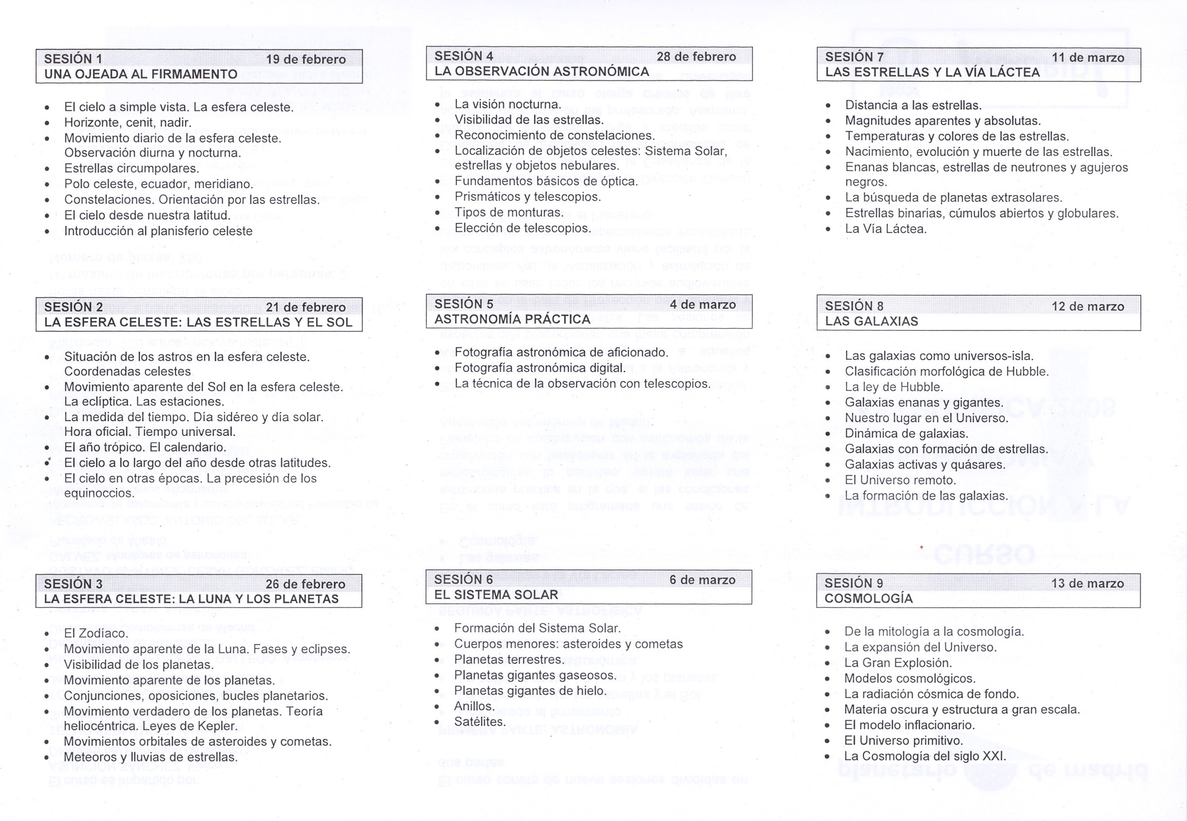 curso planetario 2008