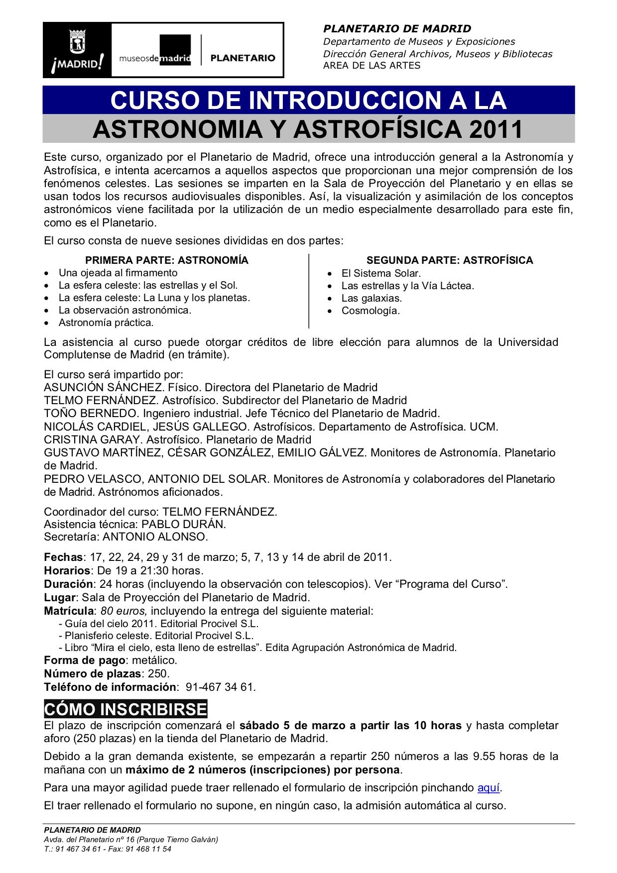 curso planetario 2011